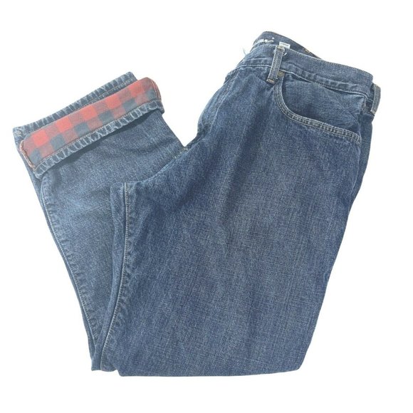 Eddie Bauer Other - Eddie Bauer Flannel Lined Jeans Size 38x30 Men's Relaxed Fit Med Wash Straight